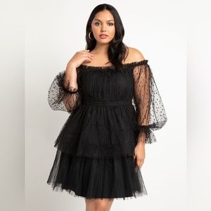 Eloquii mixed tulle mini dress